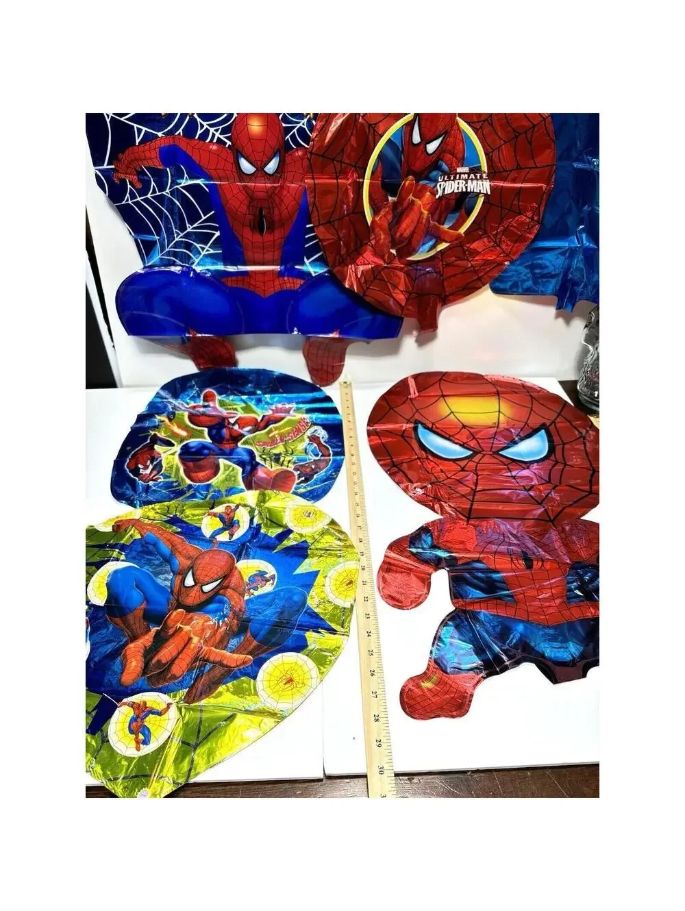7pc Set Spiderman Foil Balloons - Birthday Party Decoration Superhero Theme